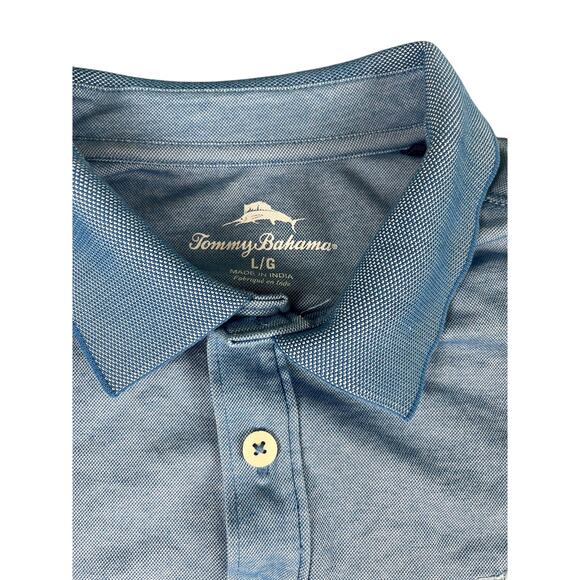 Tommy Bahama Polo Shirt Men’s Large Blue Short Sleeve Silk Blend Golf Casual Exc - Picture 6 of 11